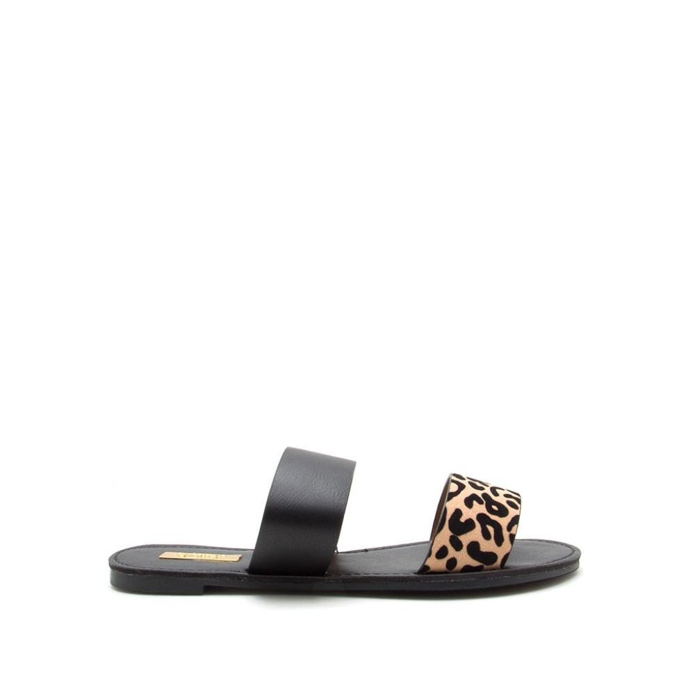 Tan Black Leopard Two Bands Slide - Picture 2 of 4